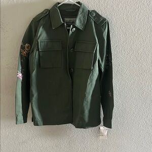 Levi's Green Utility Jacket with Floral Embroidery
